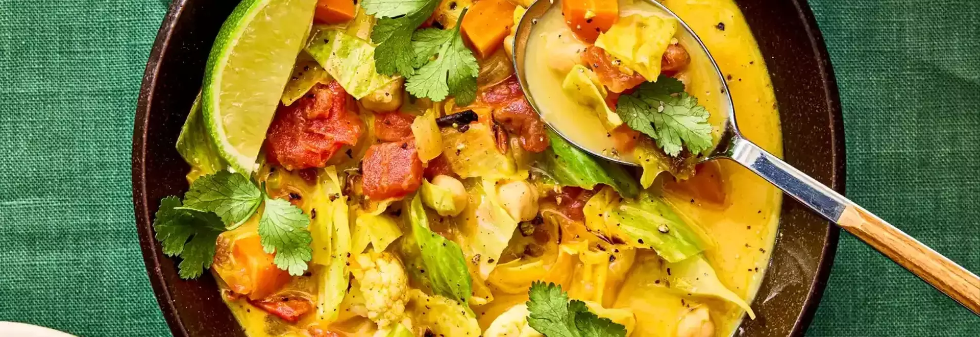 Flavorful Cabbage Soup with Coconut Milk and Chickpeas