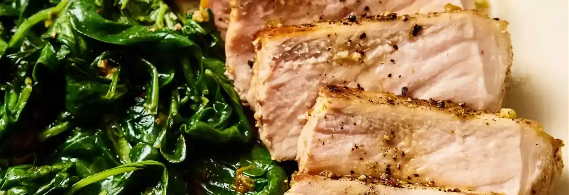 Quick One-Pan Garlic-Butter Pork Chops with Sautéed Spinach