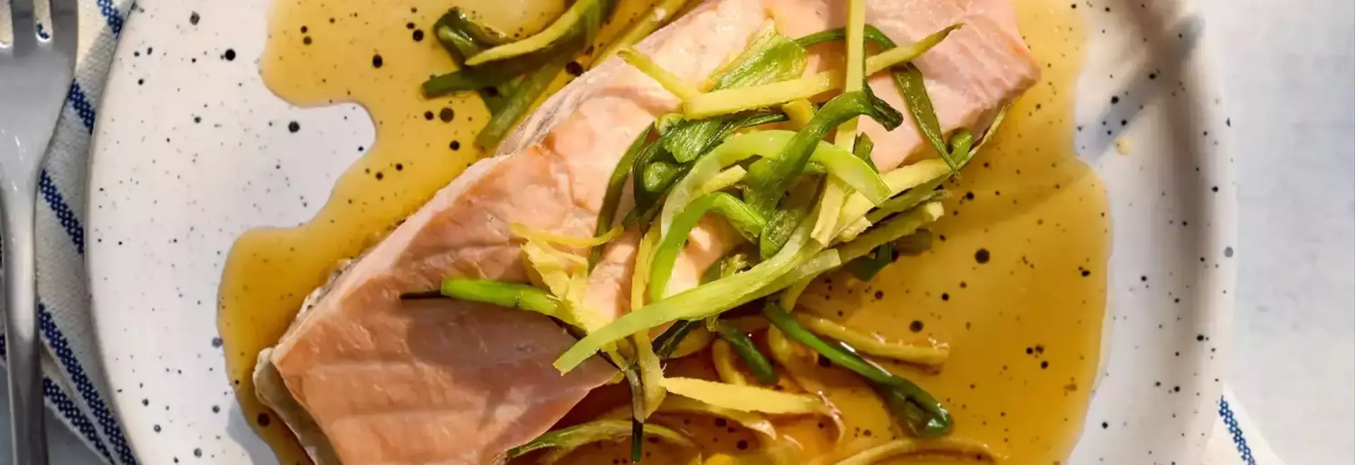 Steamed Salmon with Aromatic Ginger-Scallion Sauce