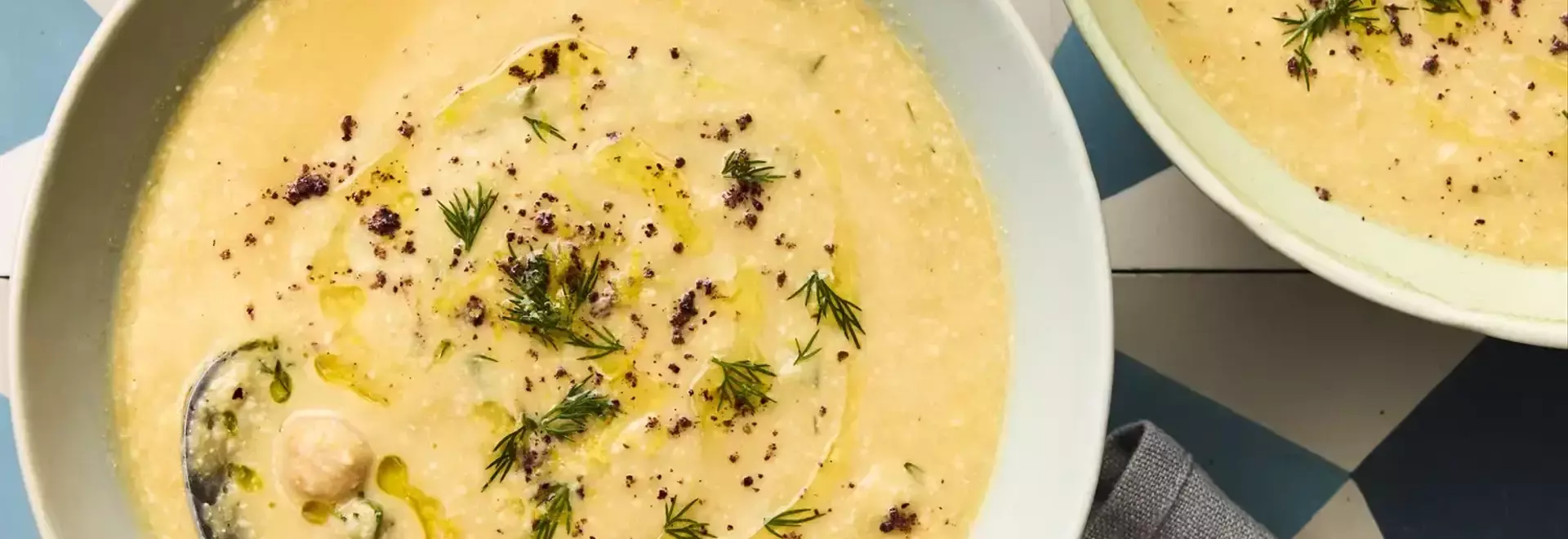 Quick and Creamy Lemon Chickpea-Tahini Soup