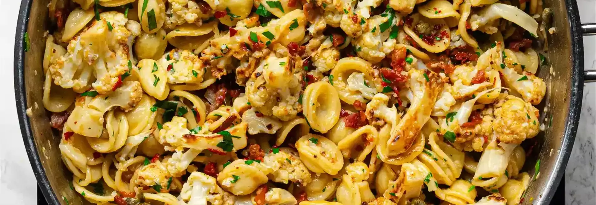 Lemon Pasta with Roasted Cauliflower, Capers, and Crispy Pancetta: A Weeknight Delight