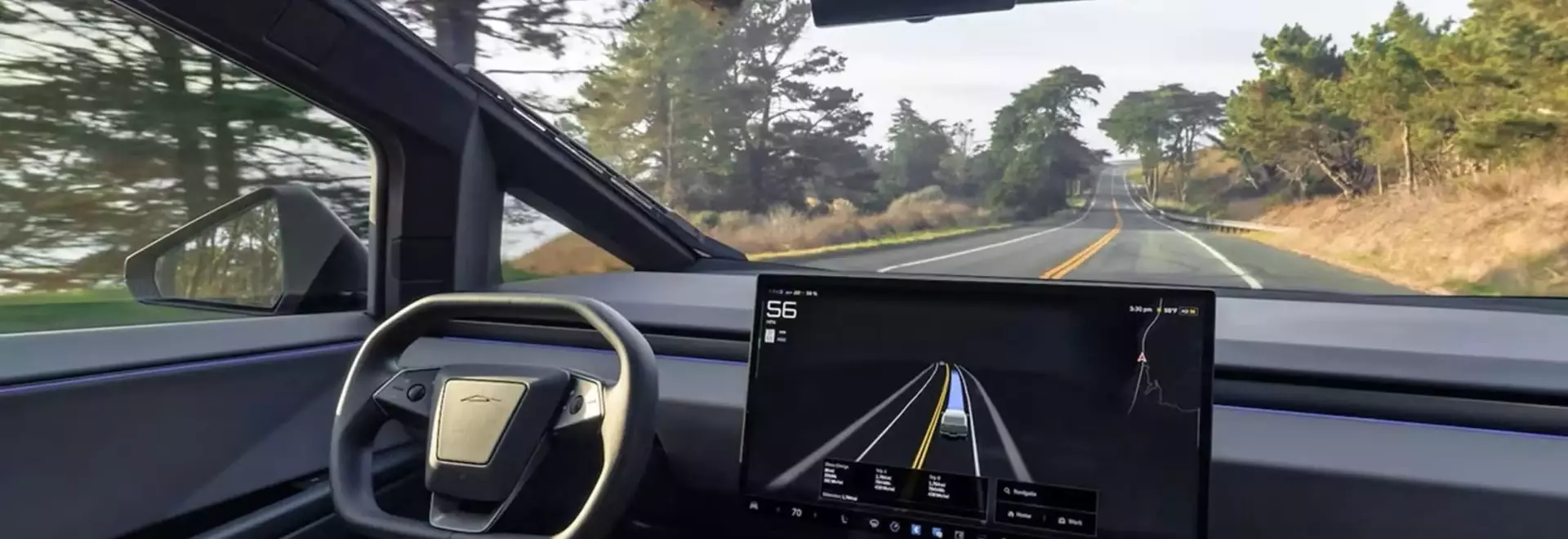 Tesla Cybertruck's Full Self-Driving System Misinterprets Road Markings at High Speeds