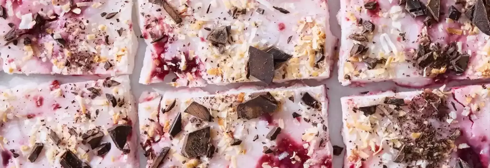 Frozen Raspberry Chocolate Coconut Yogurt Bark