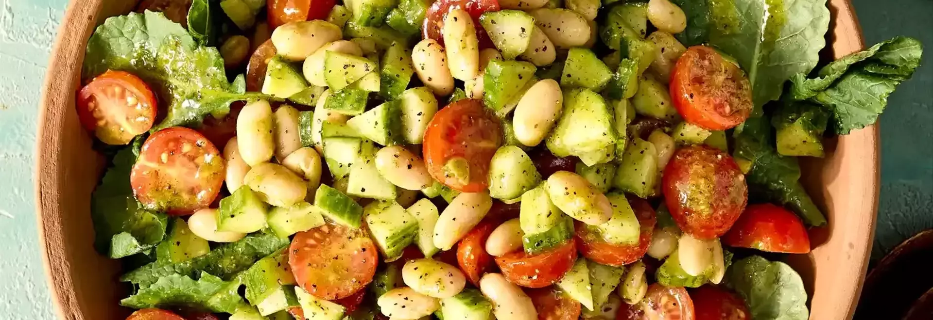 Quick and Healthy Tomato, Cucumber & White Bean Salad with Chive Vinaigrette
