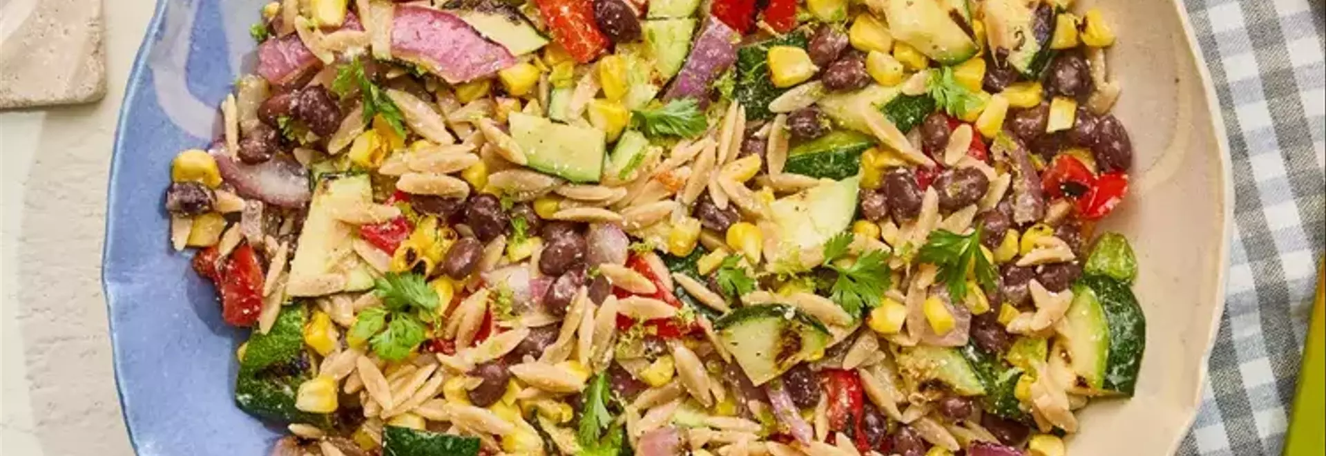 Festive Summer Orzo Salad with Creamy Dressing